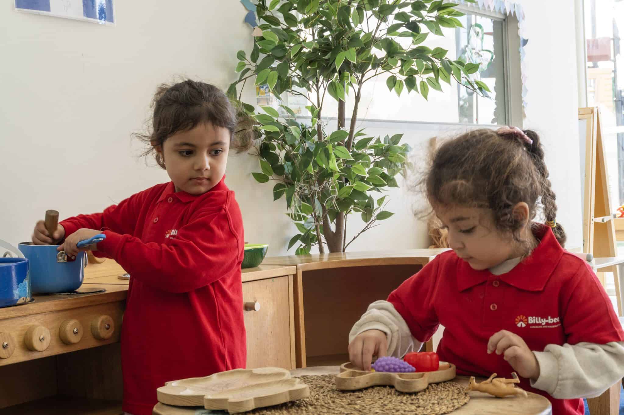 Children doing practical life activities at Billy-beet Montessori
